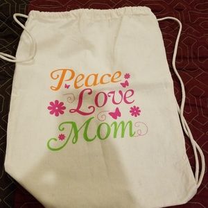 Peace Love Mom drawstring bag